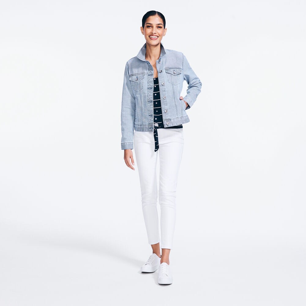 NAUTICA JEANS CO. STRIPED DENIM JACKET,Breeze,large
