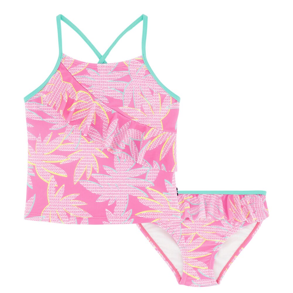 LITTLE GIRLS' PALM TREE PRINT TWO-PIECE (4-7),Rogue Red,large