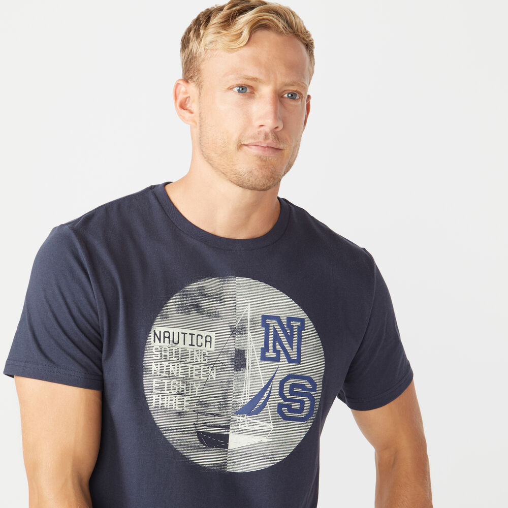 NAUTICA SAILING GRAPHIC T-SHIRT,Navy,large
