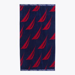 BRAND ICON JACQUARD PRINT BEACH TOWEL,Sky Blaze,large