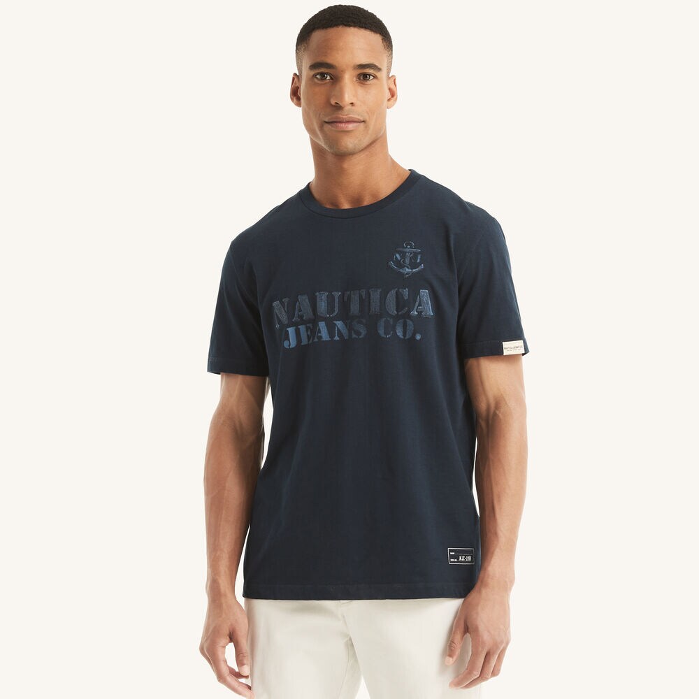 Nautica Jeans Co. Crewneck T-Shirt,Stellar Blue Heather,large