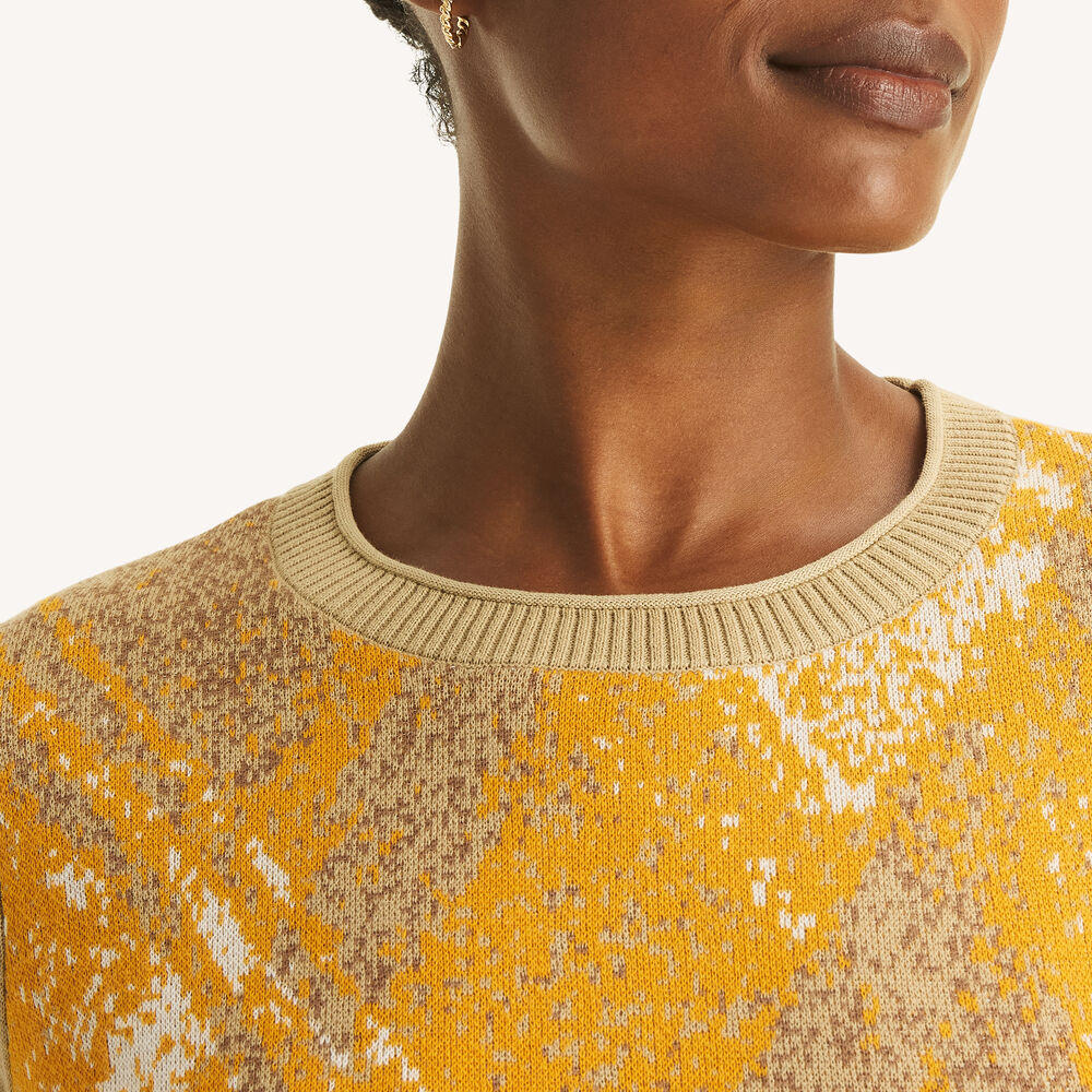 Plaid Crewneck Sweater,Aspen Gold,large