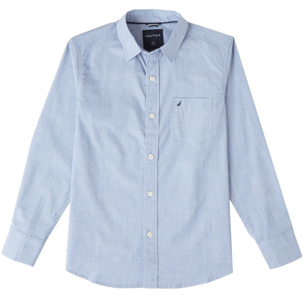 Boys' Chambray Shirt (8-16),Delphinium Blue,large