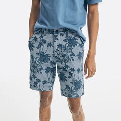 9.5" PALM TREE PRINT SHORT,Lapis Blue,large