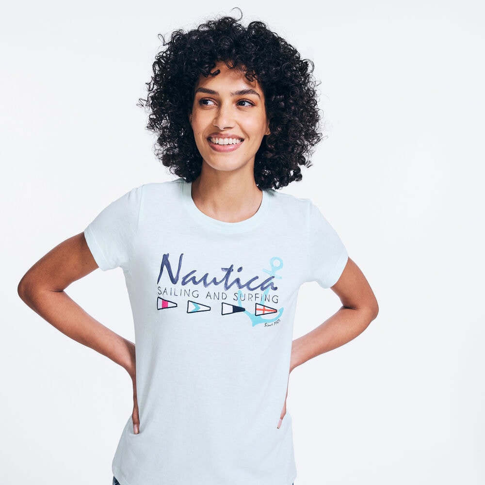 SAILING AND SURFING GRAPHIC T-SHIRT,Little Boy Blue,large