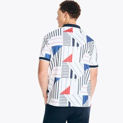 Navtech Classic Fit Printed Polo,Bright White,large