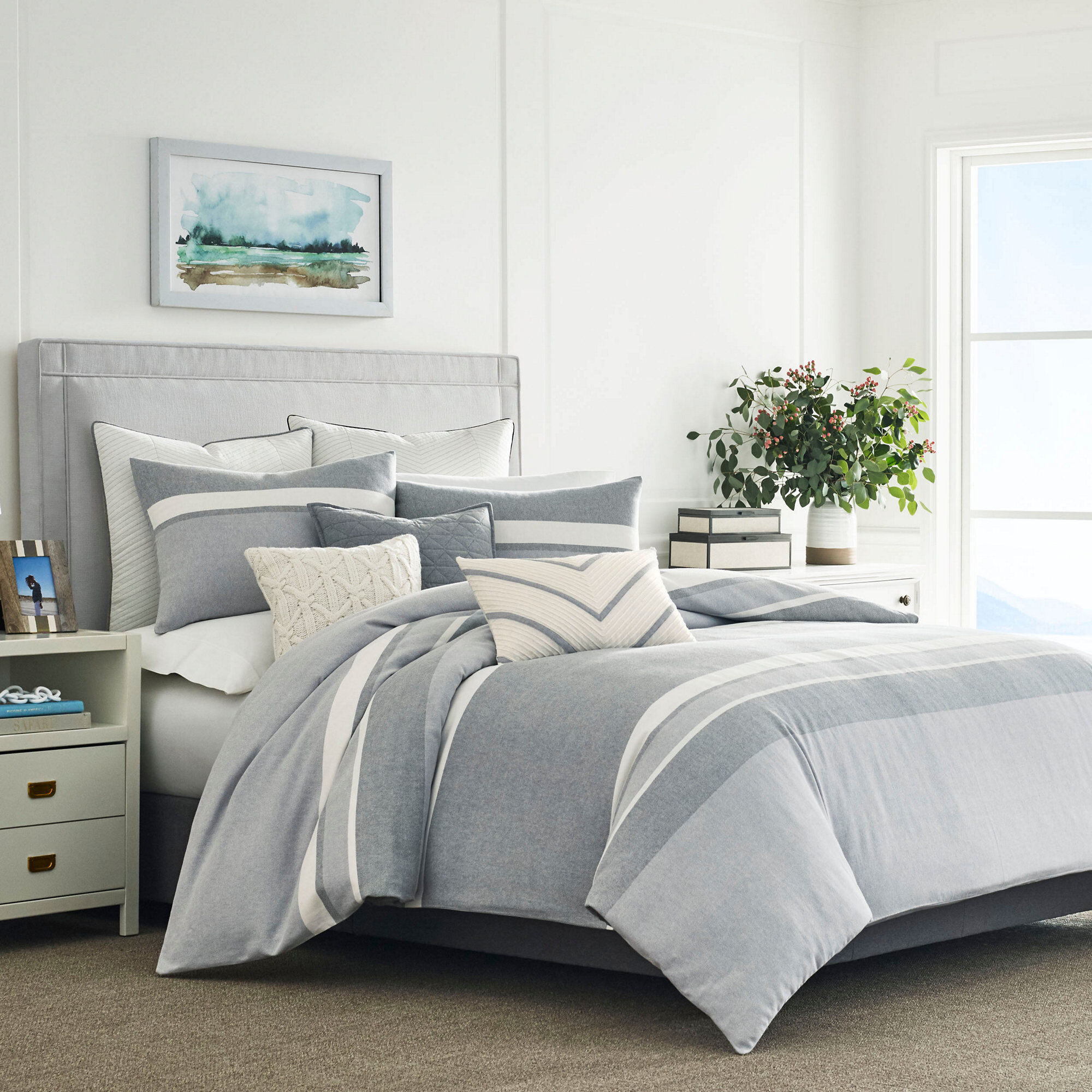 Clearview Gray Twin Duvet & Sham Set,Seal Grey,large