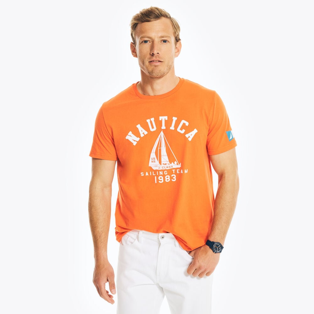 SUSTAINABLY CRAFTED SAILING TEAM GRAPHIC T-SHIRT,Tropic Orange,large