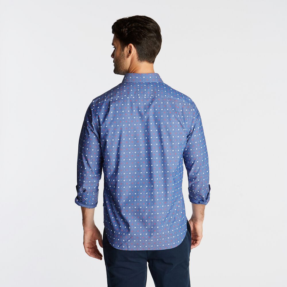 CLASSIC FIT WRINKLE-RESISTANT BOAT PRINT SHIRT,Limoges,large