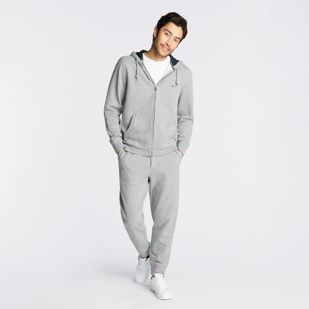 BIG & TALL FULL ZIP HOODIE,Stone Grey Heather,large