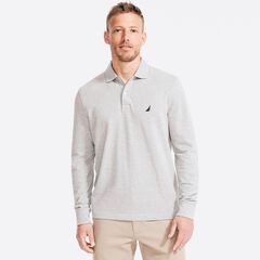 CLASSIC FIT LONG-SLEEVE POLO,Grey Heather,large