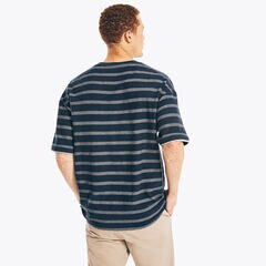 STRIPED POCKET T-SHIRT,Navy,large