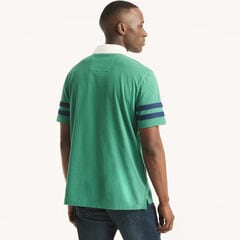 Classic Fit Striped Rugby Polo,Nile,large