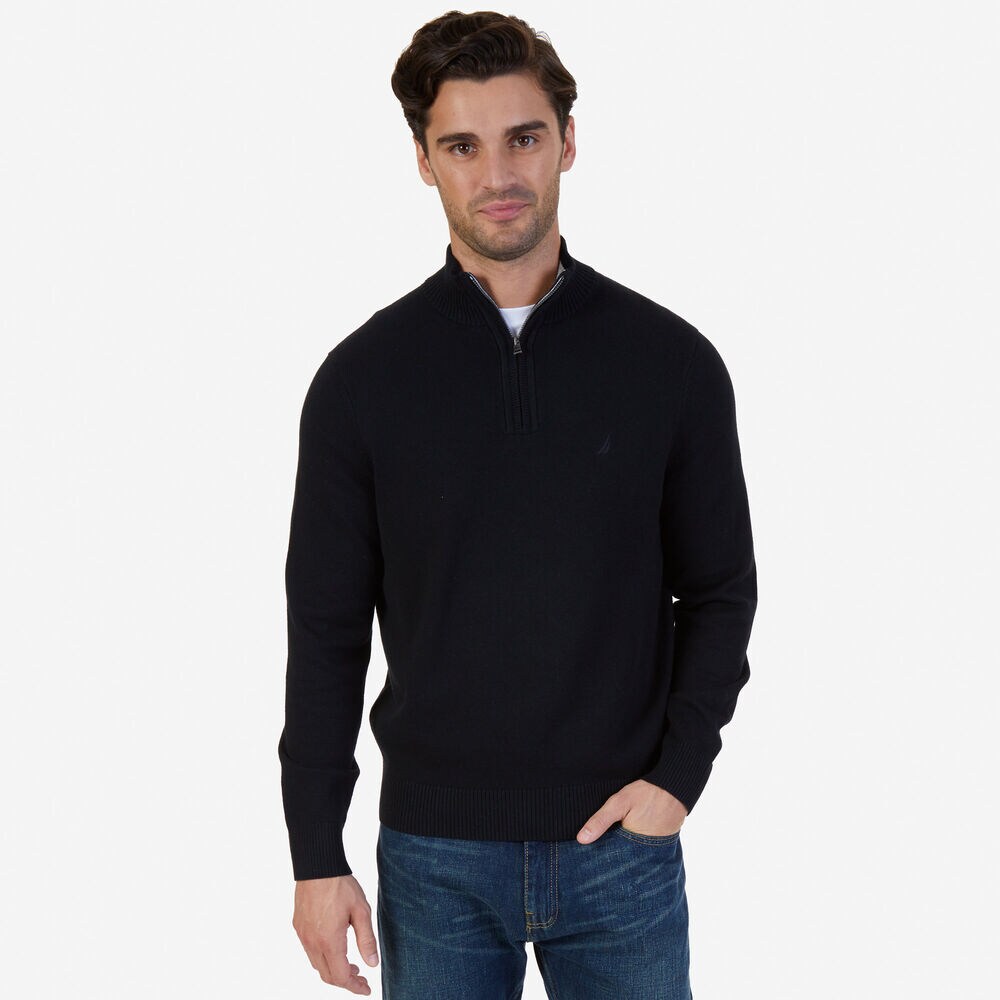 Quarter-Zip Sweater,True Black,large