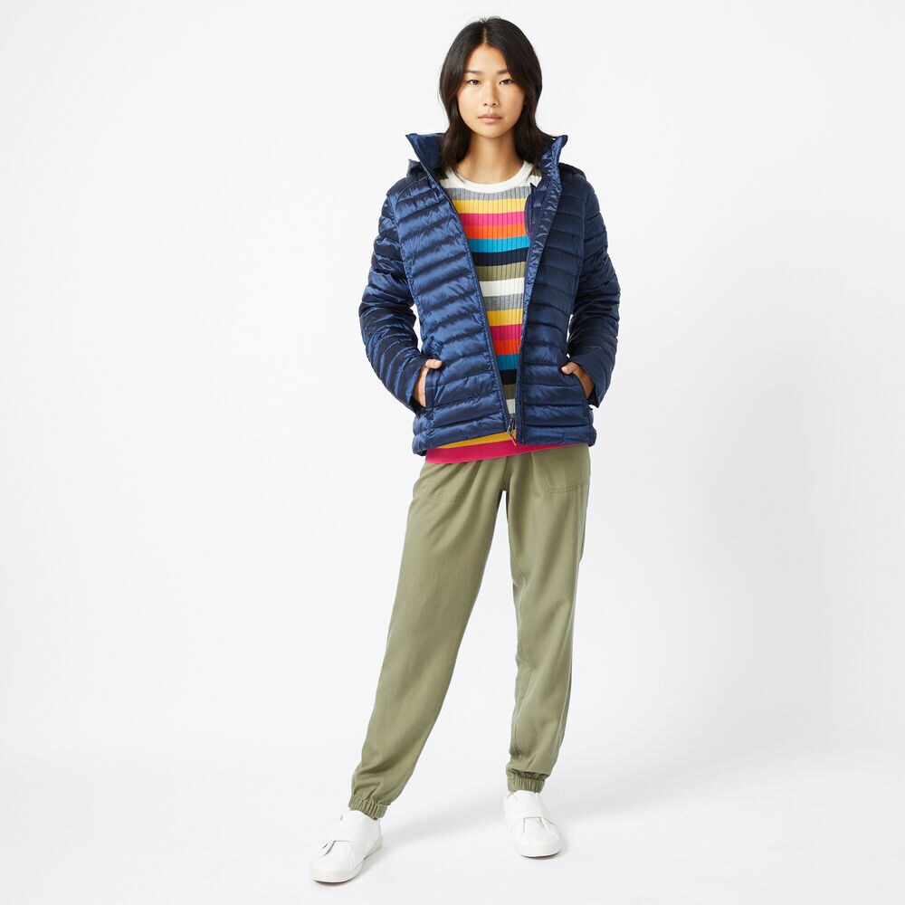 PACKABLE IRIDESCENT HOODED COAT,Stellar Blue Heather,large