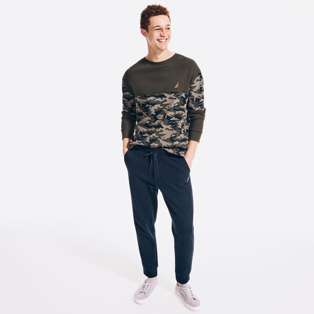 CAMO-BLOCKED LONG-SLEEVE T-SHIRT,Olive,large