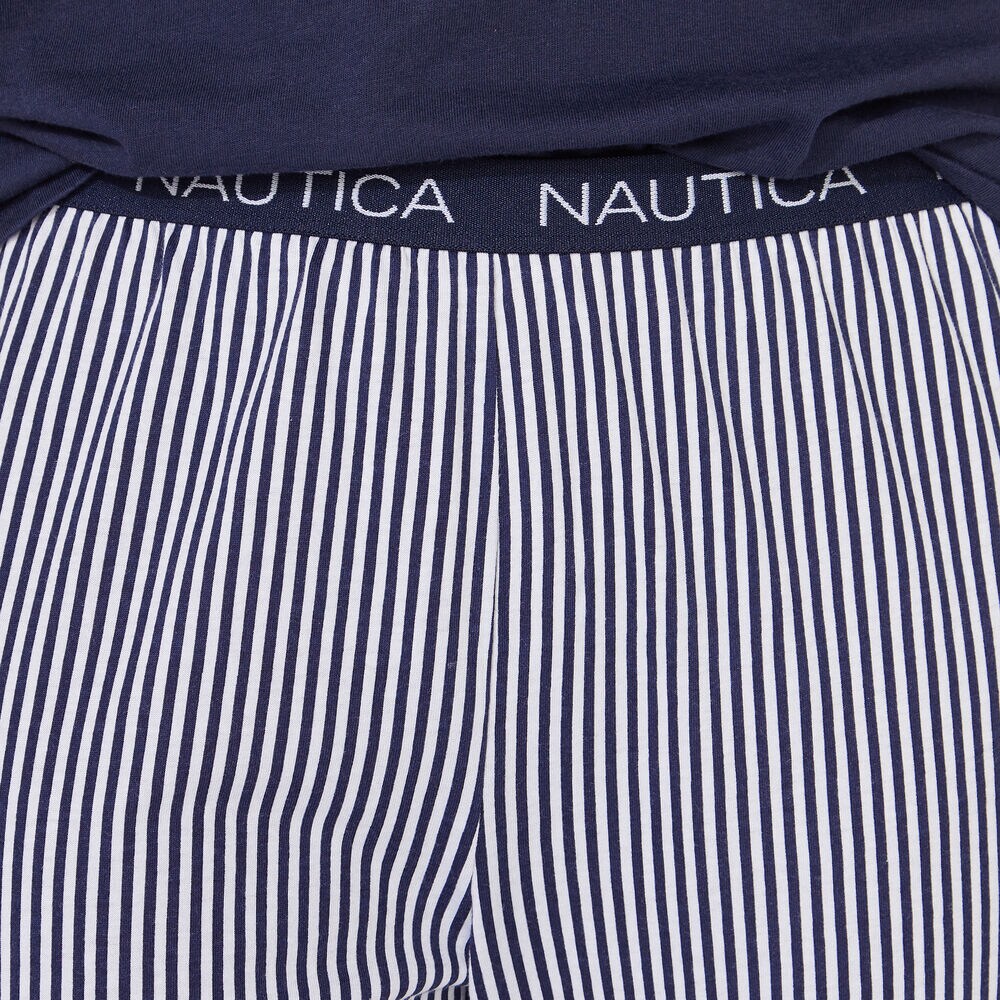 NAUTICA SIGNATURE STRIPED SHORT SLEEVE PAJAMA SET,Crystal Bay Blue,large
