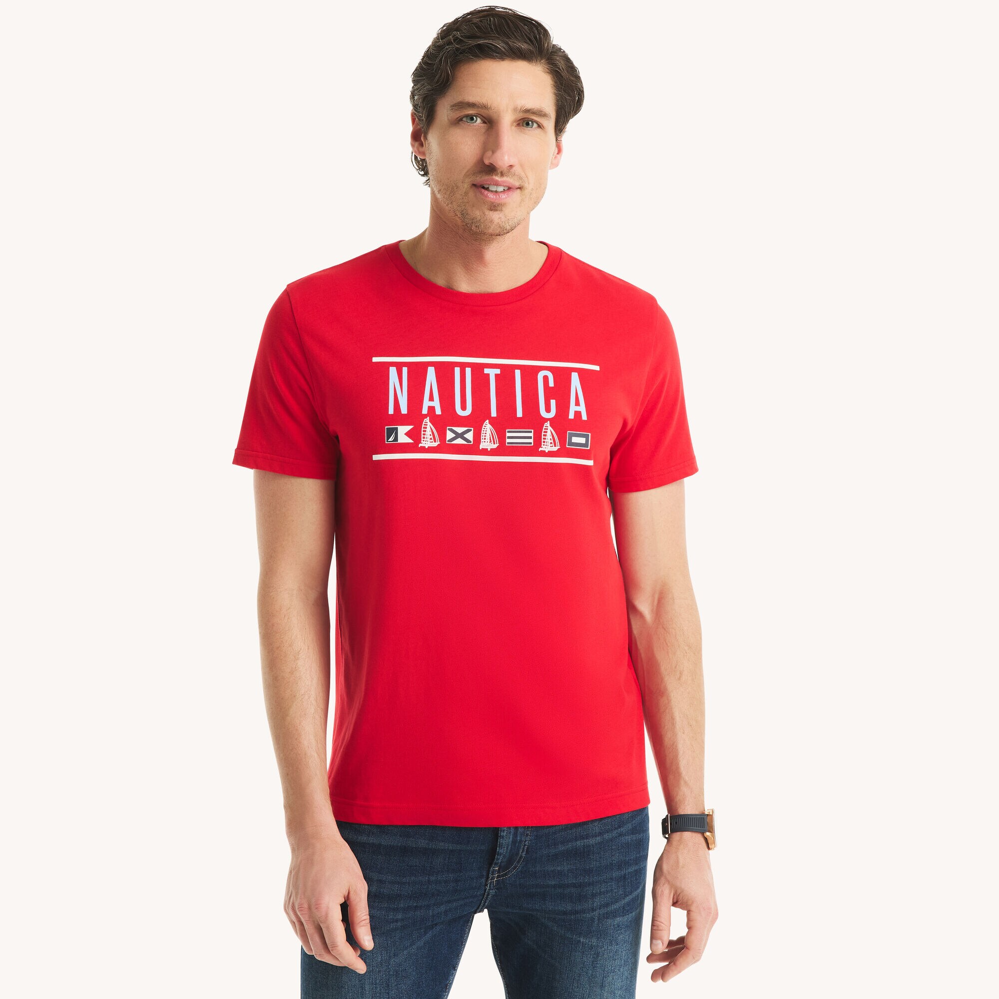 Logo Flag Graphic T-Shirt,Reckoning Red,large