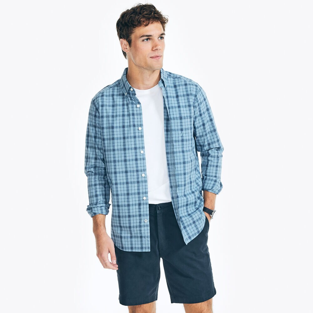 PLAID SHIRT,Noon Blue,large