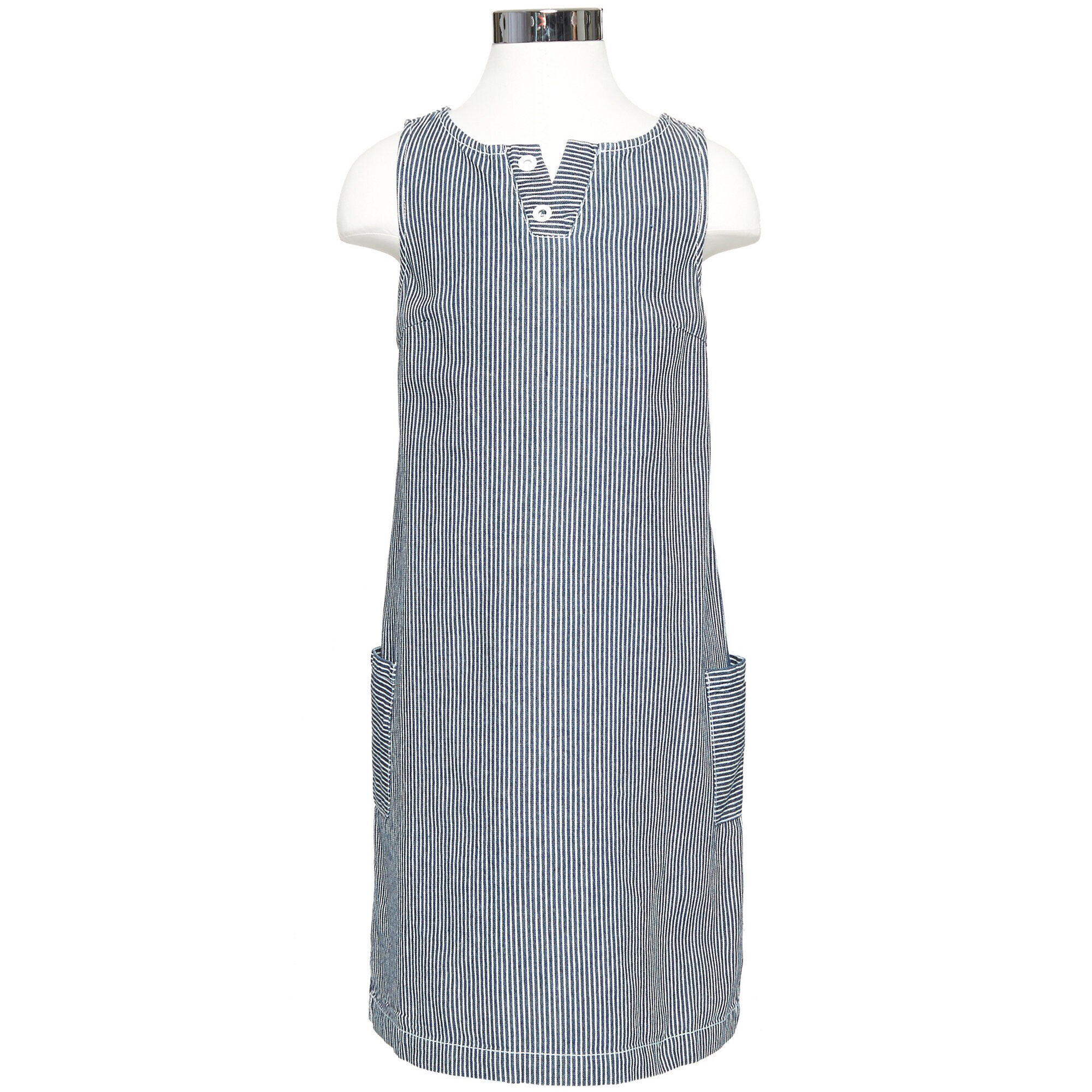 Little Girls' Railroad Stripe Shift Dress (2T-7),Pure Adriatic Sea Wash,large