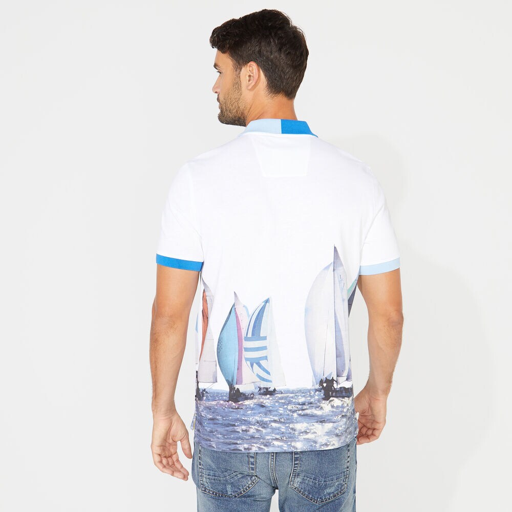 CLASSIC FIT NAUTICAL PRINT POLO,Bright White,large