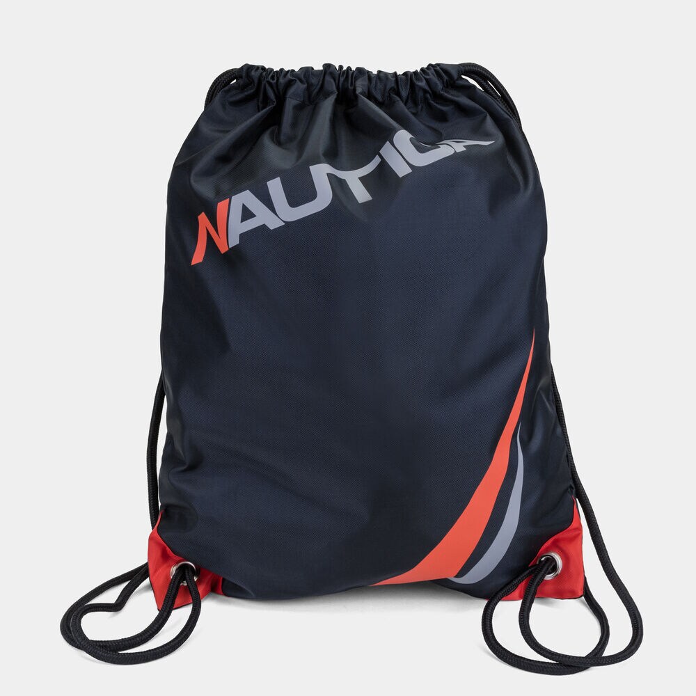 LOGO GRAPHIC CINCH SACK DRAWSTRING BACKPACK,Black,large