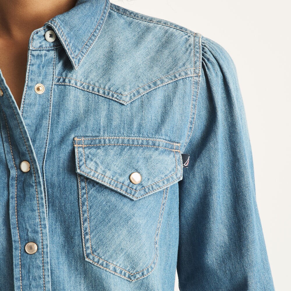 Western Denim Shirt,Blue Stern,large