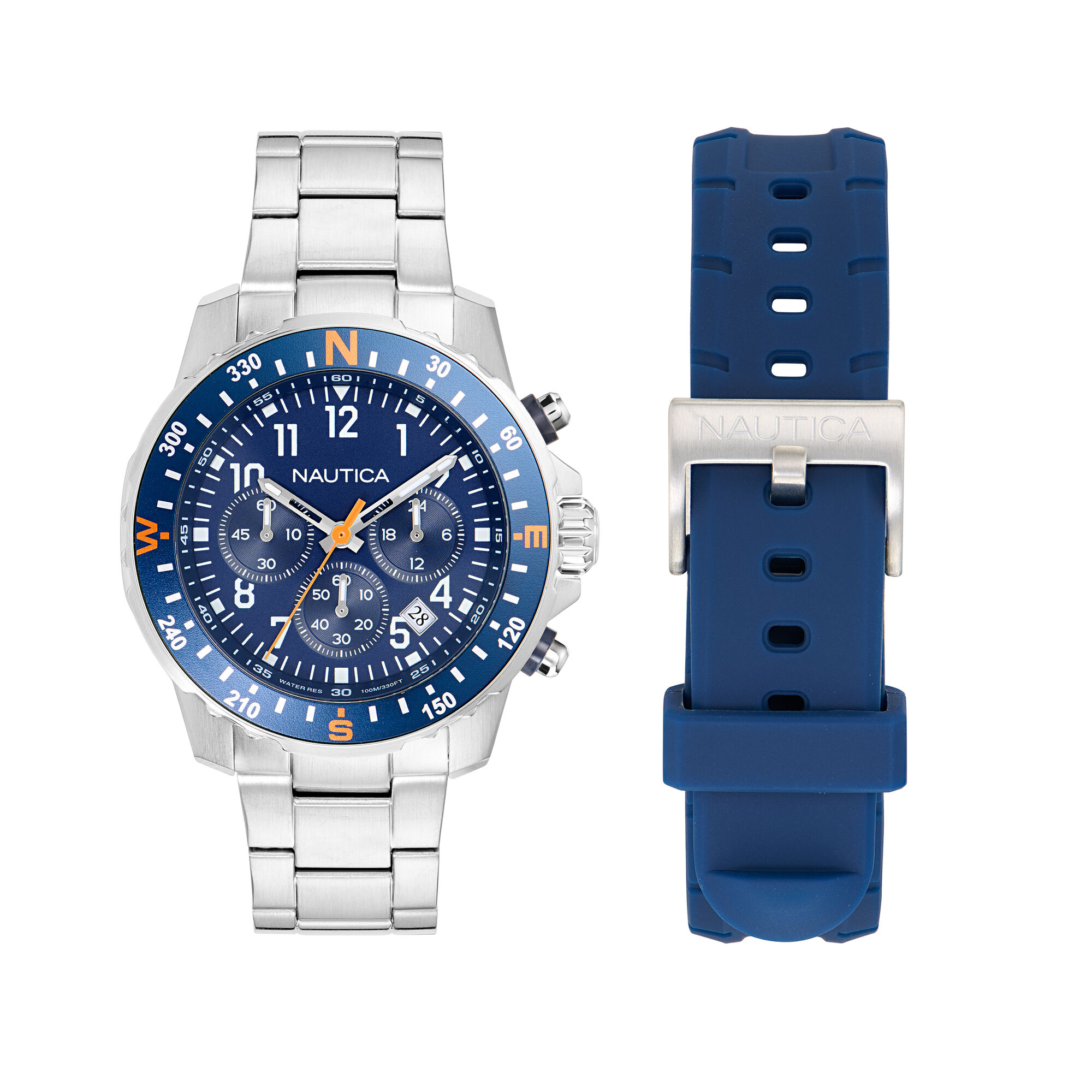Nct Riding Sail Chronograph Recycled Stainless Steel And Silicone Watch Set (00656086112832) photo