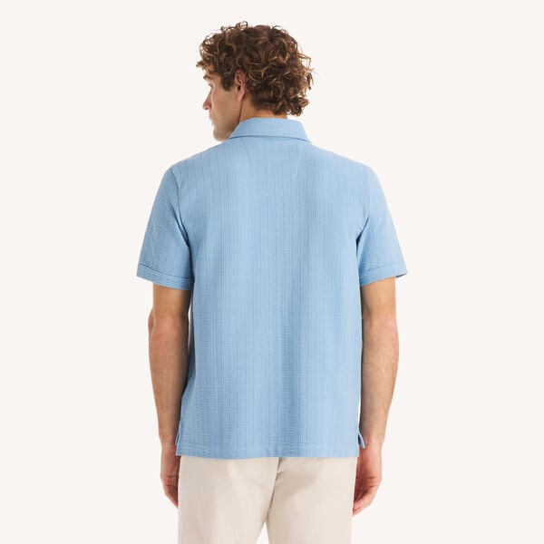 Classic Fit Seersucker Button-Front Polo