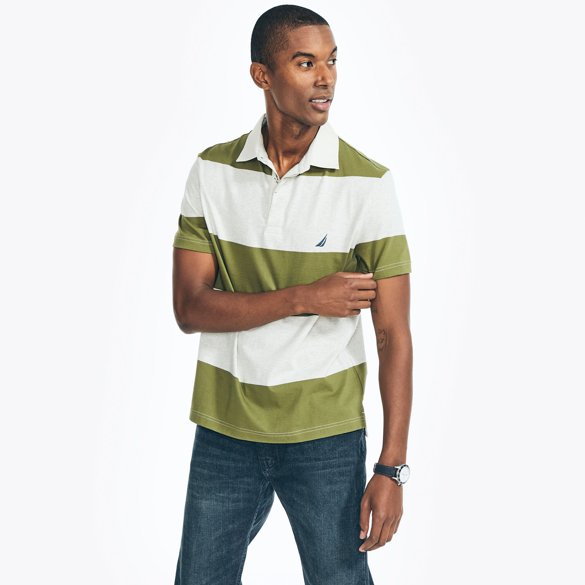 CLASSIC FIT RUGBY POLO SHIRT,Oatmeal Heather,large