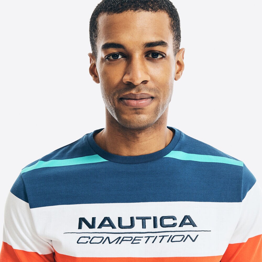 COMPETITION MULTICOLOR STRIPED T-SHIRT,Navy,large
