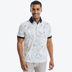 NAVTECH SLIM FIT GEOMETRIC-PRINT POLO,Bright White,large