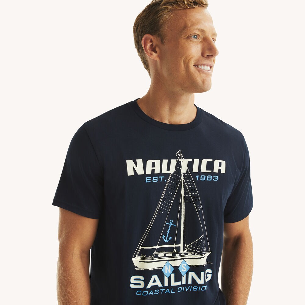 Coastal Sailing Sleep T-Shirt,Navy,large