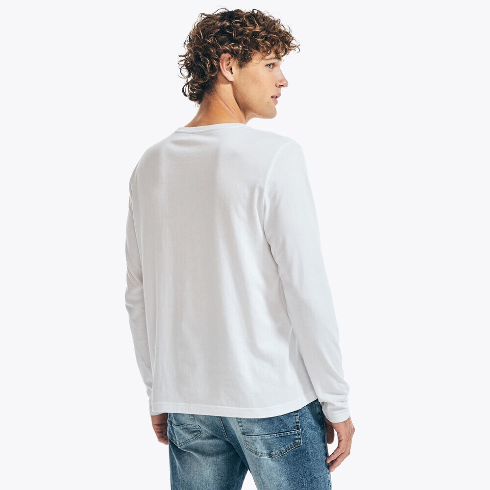 OCEAN VIBES GRAPHIC LONG-SLEEVE T-SHIRT,Bright White,large