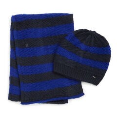 Striped Hat and Scarf Gift Set,Peacoat,large