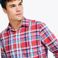 Madras Plaid Shirt,Sailor Red,large