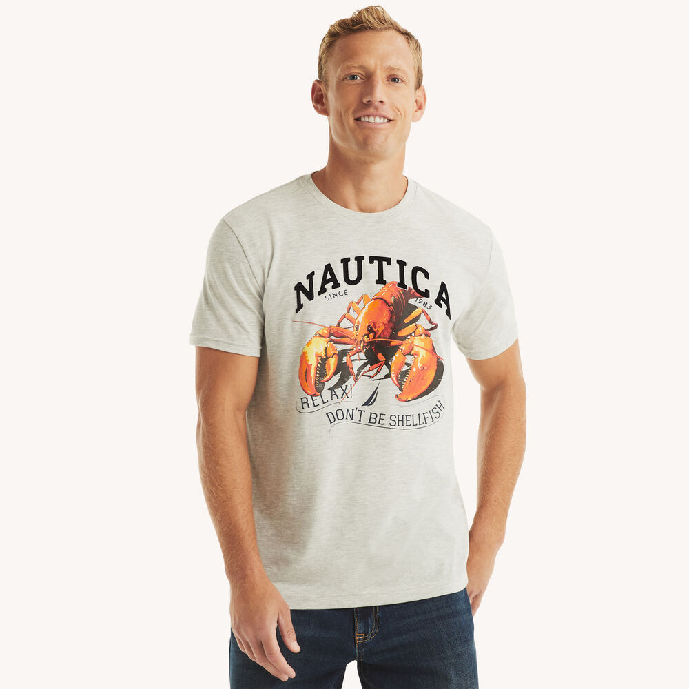 Lobster Graphic T-Shirt,Grey Heather,large