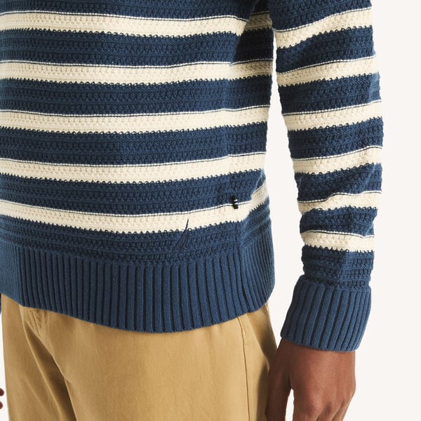 Textured Striped Crewneck Sweater
