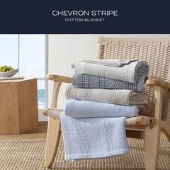 Chevron Blue King Blanket,Sea Mist,large