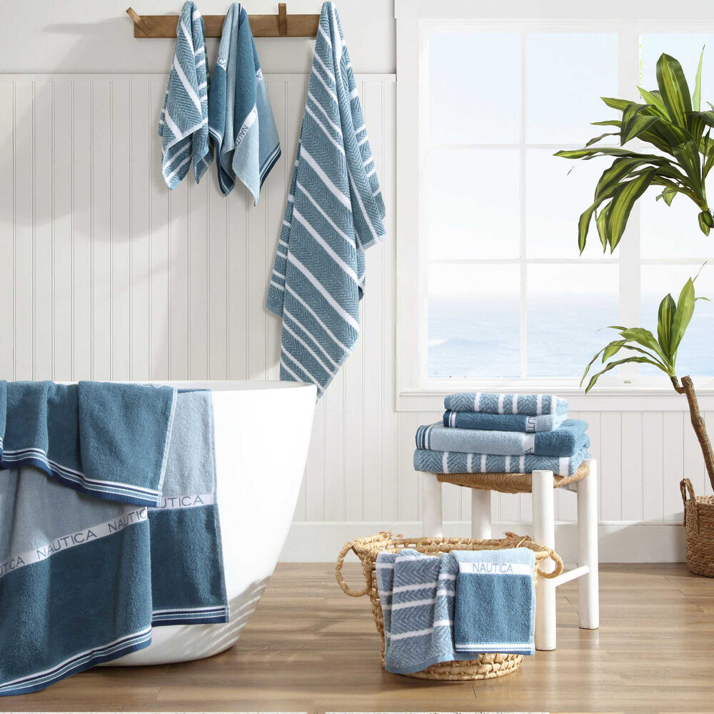 Cruise Along Blue 6-Piece Towel Set,Blue Mirage,large