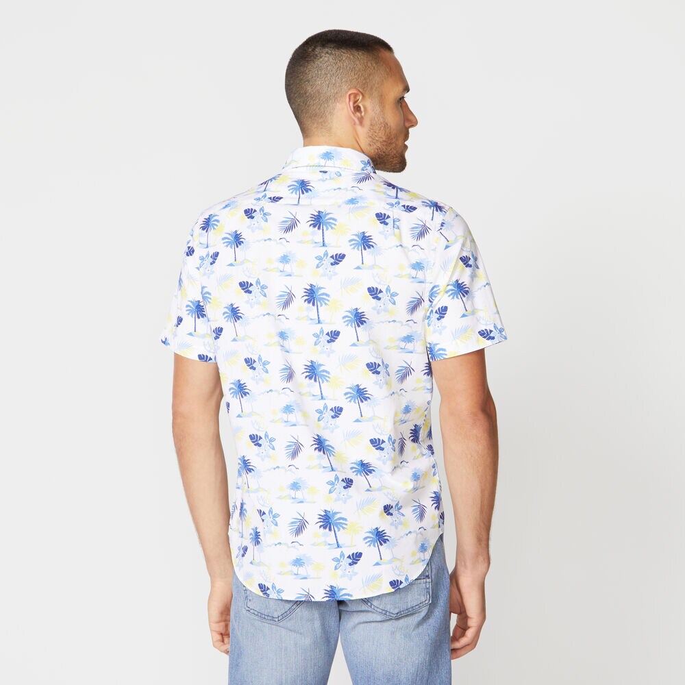 ISLAND PRINT SHORT SLEEVE SHIRT,Bright White,large