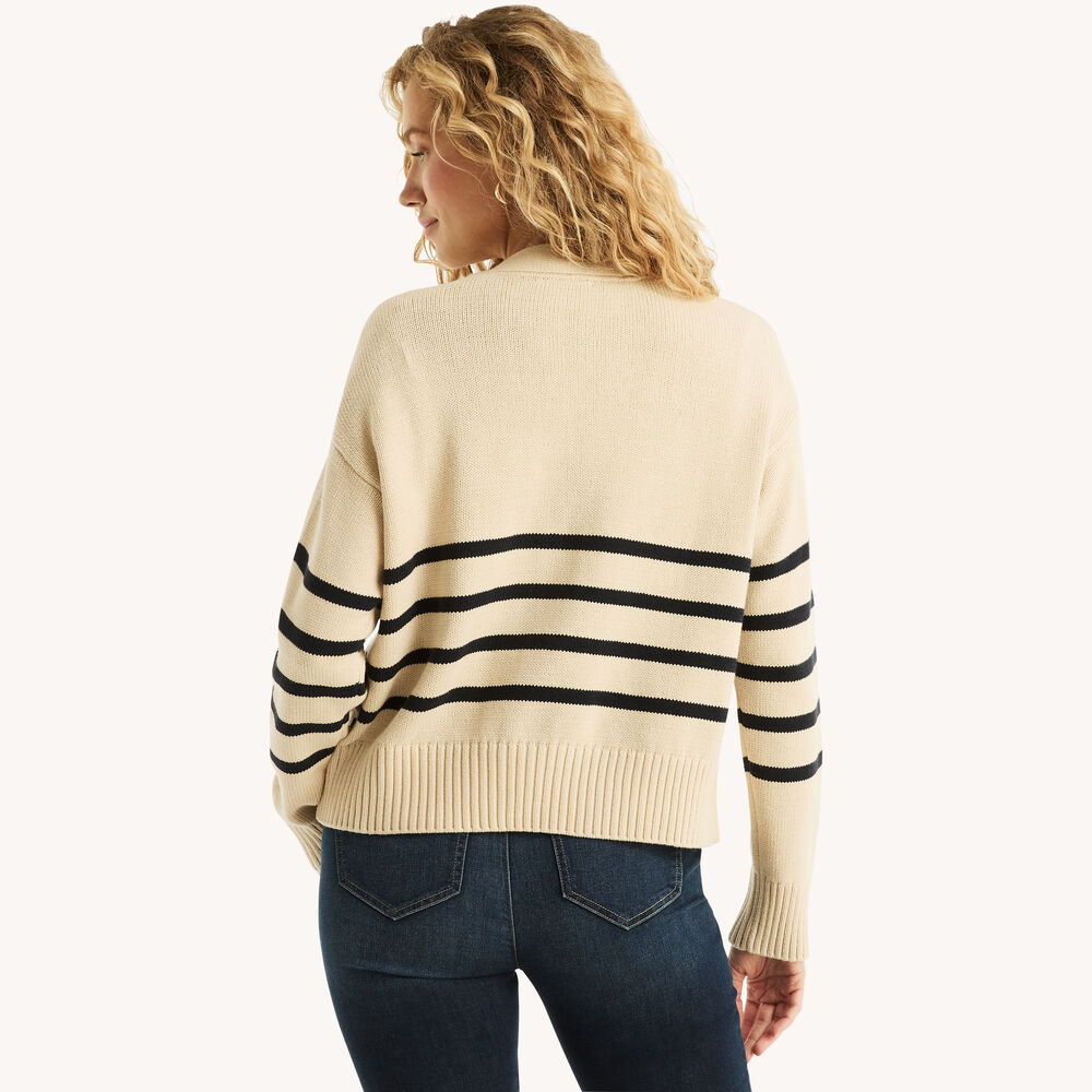Striped Cardigan,Sail White,large