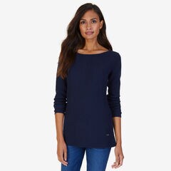 Cashmere Blend Boatneck Sweater,Stellar Blue Heather,large