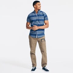 Classic Fit Striped Poplin Button Down,Estate Blue,large