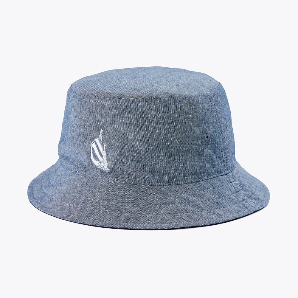 URBAN NECESSITIES X NAUTICA REVERSIBLE BUCKET HAT,Navy Dusk,large
