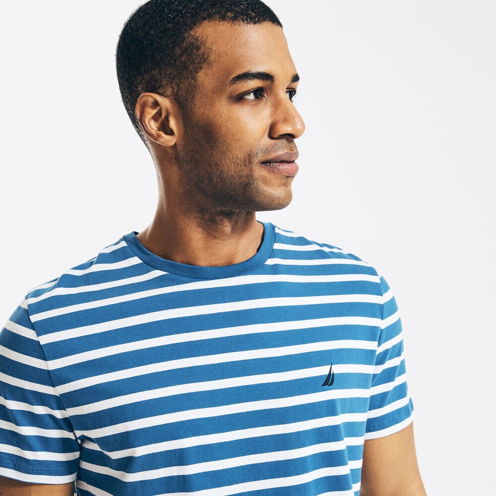 STRIPED BRAND ICON T-SHIRT,Windsurf Blue,large