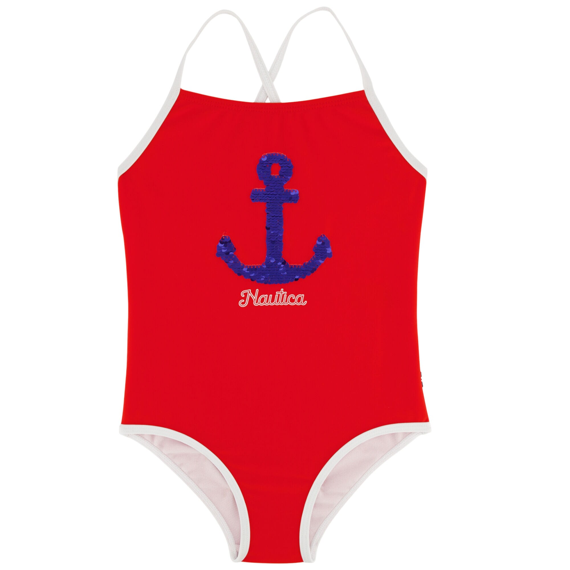 GIRLS' ANCHOR FLIP SEQUIN ONE PIECE SWIM (8-16),Prism Pink,large