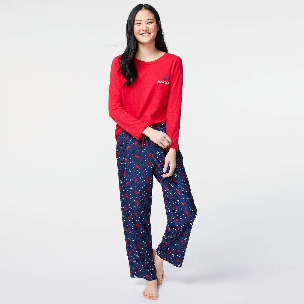 WOMEN'S NAUTICA FAMILY PAJAMA SET,Sapphire/Pitch Yellow,large