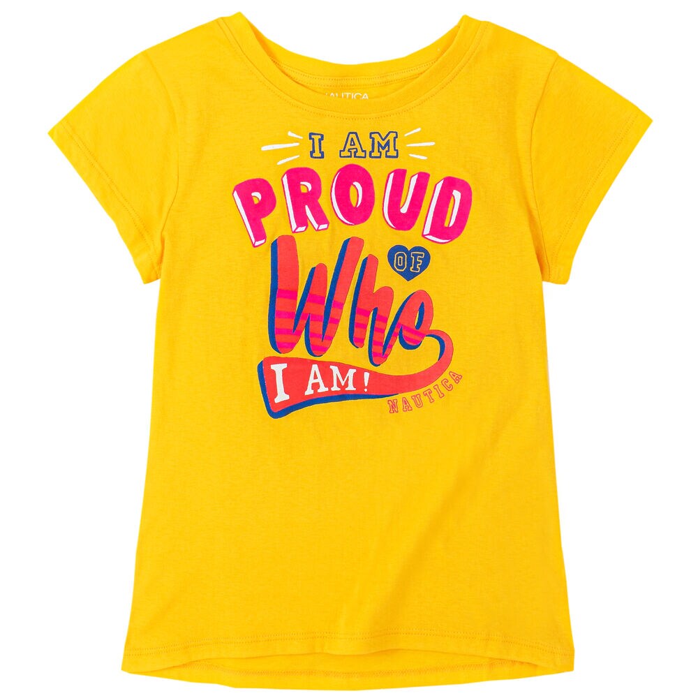 GIRLS' GRAPHIC T-SHIRT (8-20),Gold,large