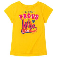 GIRLS' GRAPHIC T-SHIRT (8-20),Gold,large